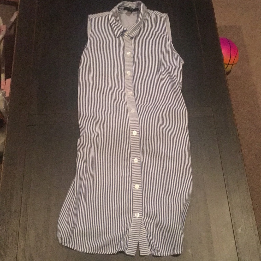 Blue and white striped sleeveless dress size small